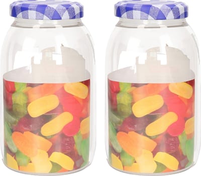 Plasticforte Weckpot/inmaakpot Classic - 2x - 750ml - kunststof - draaideksel - blauw - D9 x H15 cm