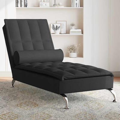vidaXL - Massage - chaise - longue - met - bolster - stof - zwart