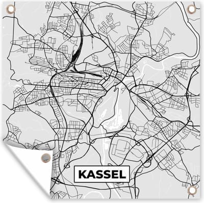 Tuin poster Plattegrond - Duitsland - Kassel - Kaart - Stadskaart - 200x200 cm - Tuindoek
