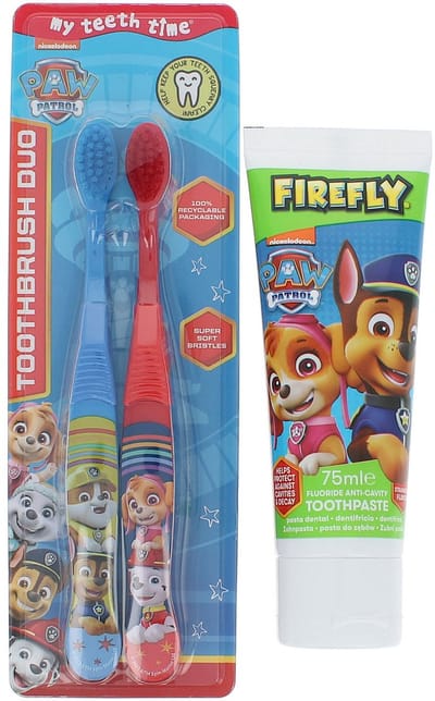 Firefly Paw Patrol Duo Pack Toothbrushes + Toothpaste