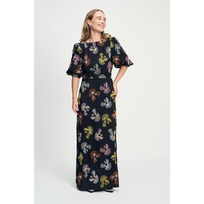 POM Amsterdam Dress - Embroidery Sky Black Größe: 36 | Maxikleider Outlet | Damen | Schwarz
