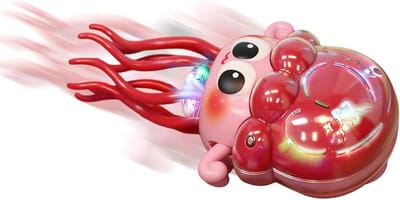 Dansende Kwal Speelgoed - Kruipend Speelgoed - Motorische Vaardigheden Verbeteren - Lichtgevend en Geluid - ca. 20 cm - Roze