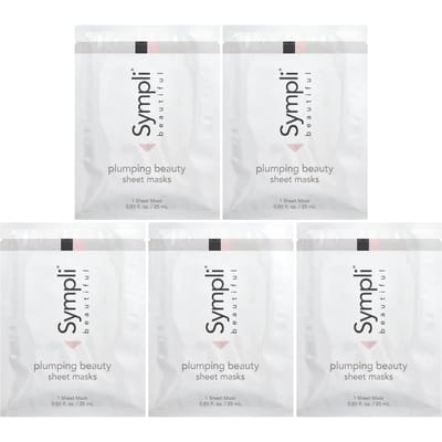 Sympli Beautiful, Masque de beauté repulpant, 5 masques en feuille, 0,85 fl oz (25 ml) chaque white
