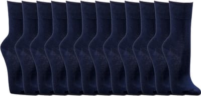 Socks4Fun - 12 Paar - Sokken zonder elastieken boord - Dames & Heren - Katoen - Marine blauw - Maat 47-50