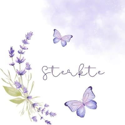 Wenskaart sterkte lavendel paars vlinders – 13x13 cm – gevouwen kaart – inclusief witte envelop – stevig papier – condoleancekaart