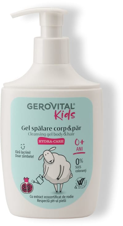 Gerovital Kids Hydra-Care Baby Wasgel 2-in-1 - Lichaam & Haar - Zonder Tranenen - Hydraterende Baby Shampoo & Douchegel - Met Panthenol & Granaatappelextract - 300 ml