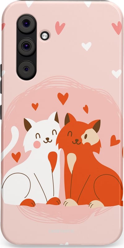 Casetastic Hoesje Geschikt voor Samsung A54 (5G) - Stijlvolle Beschermende Duo-layer Case - Romantische Katten Liefde