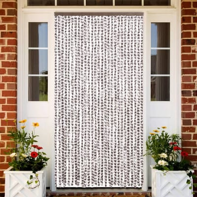 vidaXL - Vliegengordijn - 118x220 - cm - chenille - taupe - en - wit