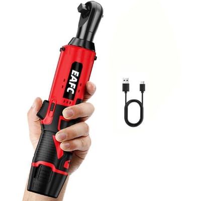 EAFC elektrische ratelsleutel 12 V 45 Nm 3/8, sleutel voor hoeken, details en krappe ruimtes, oplaadbare accu 7500 mAh (2500 mAh*3), gereedschap voor