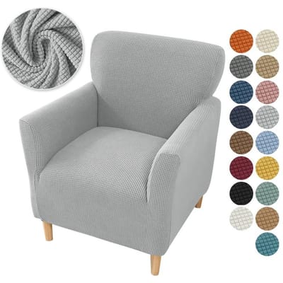 Polar Fleece Kuipbankhoes Stretch Effen Kleur Clubstoelhoezen Elastische Eenpersoonsfauteuil Slipcovers voor Studie Bar Counter gray
