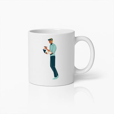 Gefocuste Professional Mok – Koffiebeker met Illustratie van Kantoormedewerker