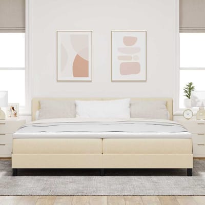 vidaXL - Boxspring - bed - met - hoofdeinde - Crème - 200 - x - 200 - cm - Stof