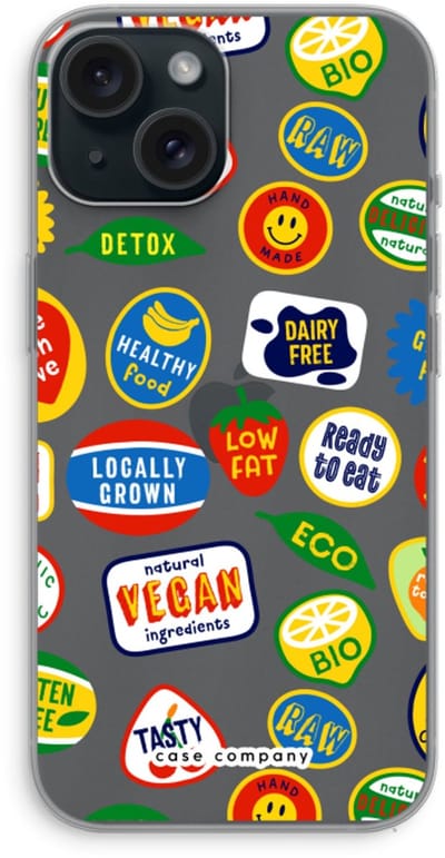 Case Company® - Hoesje geschikt voor iPhone 15 hoesje - Fruitsticker - Soft Cover Telefoonhoesje - Bescherming aan alle Kanten en Schermrand