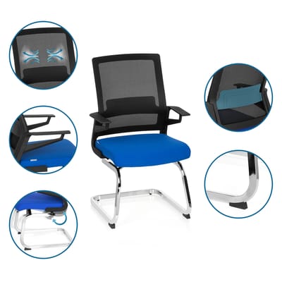 Vergaderstoel INVENTOR V Stof Zwart / Blauw hjh OFFICE