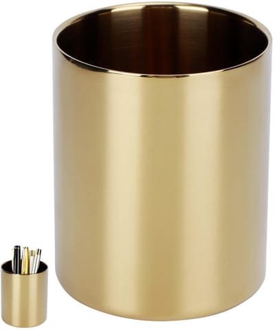 Dailygoods- Penhouder Gouden Luxe - Bureau Organizer - Potloodhouder - Tafelaccessoires - Roestvrij Staal - Compact 8,9 x 3,3 cm