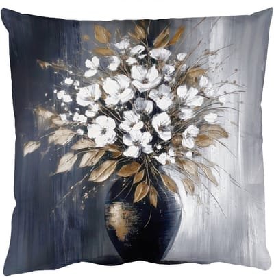 Sierkussens - Kussentjes Woonkamer - 50x50 cm - Bloemen - Wit - Vaas - Abstract