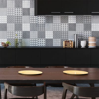 Muurstickers - Zelfklevende tegelmuurstickers voor keuken en badkamer - 9 Scandinavische decoratieve tegelstickers - 9 stickers van 10x10 cm