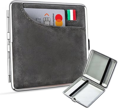 Sigarettendoosjes Antraciet met Pasjeshouder - 20 Sigaretten - Kunstleer - Italiaanse Vlag