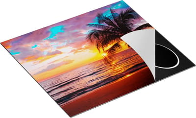 Chefcare Inductie Beschermer Tropisch Strand tijdens Zonsondergang - 60x50 cm - Afdekplaat Inductie - Kookplaat Beschermer - Inductie Mat