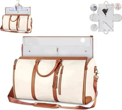 Opvouwbare Reistas - Weekendtas - Leren Handbagage Tas- 55*35*25 cm - Dames Heren - Sporttas Heren - duffel bag - Wit