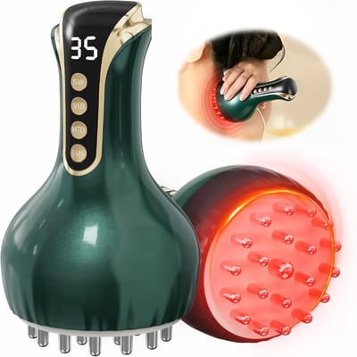 Lymfedrainagemassager - Massagetool - Body Sculpting-apparaat - Fascia Blaster tegen cellulite – met microstroom, licht, warmte en vibratie – voor benen, armen en buik - groente