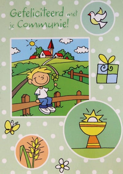 40 Communie Wenskaarten - Kaart Wens Kaart Communie Plechtig Kerk Christelijk - Communion Kommunion - Eerste Communie - Jongen - 14.5x10.5cm - Zonder Envelop - Art of Cards - Gratis Verzonden - Hoge Afnamekortingen