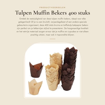 Dailygoods- Bakpapier - 400 Stuks - Muffin/Tulpen Bekers - Cupcake Voeringen - Decoratieve Wikkelhoezen - Vetvrij Papier - Muffinvormpjes