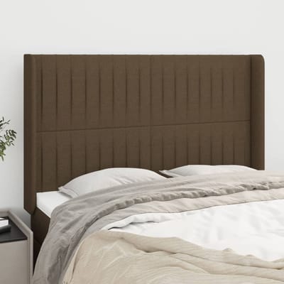 vidaXL - Hoofdbord - met - randen - 147x16x118/128 - cm - stof - donkerbruin