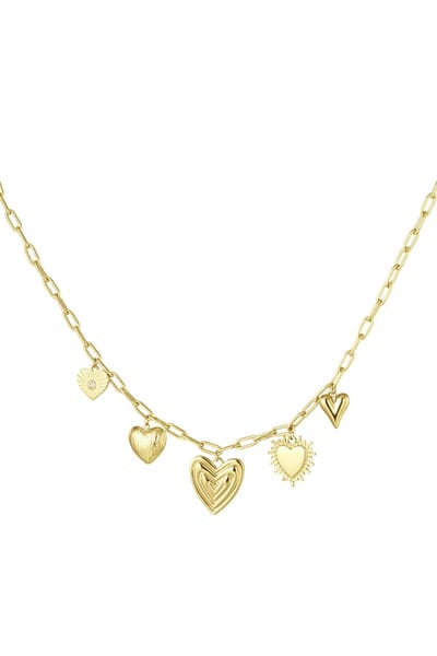 Hearts For The Win Ketting | RVS (Verkleurt niet) | Goudkleurig | Bedelketting