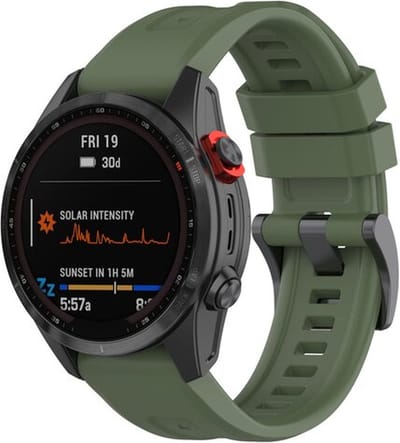 By Qubix - Geschikt voor Garmin bandje - 20mm Quickfit - Siliconen sportbandje - Leger groen - Geschikt voor Garmin Fenix 7s/6s/5s / Instinct 2s / Epix Pro Gen 2 (42mm)