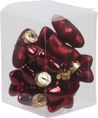 Othmar Decorations Kerstornamenten - sterren - 12x st - donkerrood - 4 cm - glas - kerstversiering