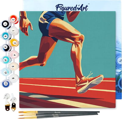 Figured'Art Mini Schilderen op Nummer Volwassenen 20x20cm met Sportaffiche Atletiek - Klein Formaat Creatieve Hobby Kit DIY Art Nummer Compleet