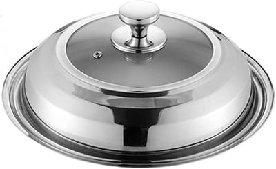 Pan Deksel - Universeel Deksel - Koken en Bakken - Met Glazen Inzet - 32 cm - Zilver
