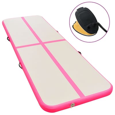 vidaXL - Gymnastiekmat - met - pomp - opblaasbaar - 600x100x10 - cm - PVC - roze