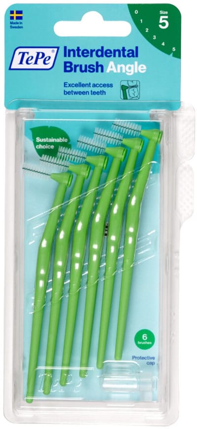 6x TePe Angle Ragers 0,8 mm Groen blister à 6 stuks