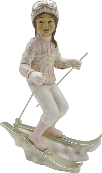 Clayre & Eef Beeld Kind 19 cm Roze Wit Kunststof
