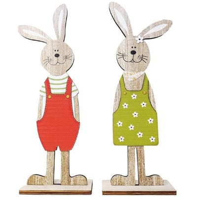 Paashaas Tafeldecoratie Schattige Houten Konijn Figuurtjes Ornament voor Huis Tuin white