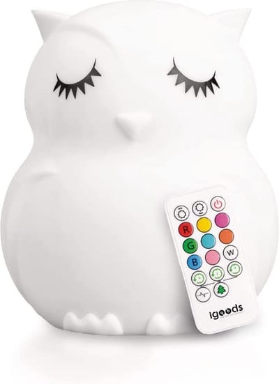 Igoods 8 kleurige LED kinder Nachtlampje - uil - Kinderkamerlamp - Slaaphulp