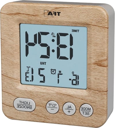 Digitale Radiowekker - Houtlook Klok - Tijd Weergeven - Geïntegreerde Thermometer - 64 x 23 x 69 cm - Bruin