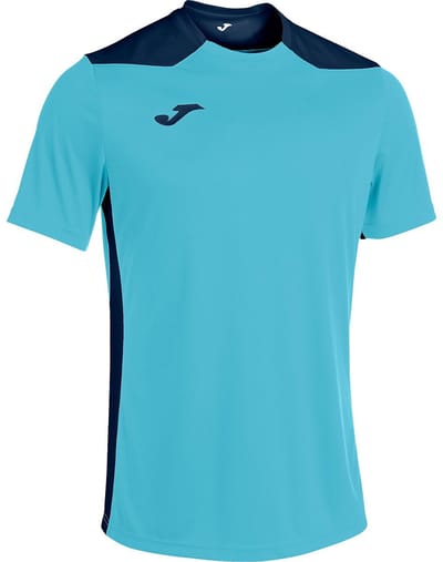 Joma Championship VI Shirt Korte Mouw Kinderen - Marine / Fluor Turquoise | Maat: 152