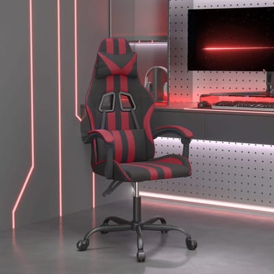 vidaXL - Gamestoel - draaibaar - kunstleer - zwart - en - wijnrood