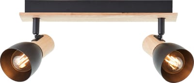 Brilliant Daintree Spot Bar Lamp 2 Lampen Hout/Aluminium Zwart Bruin 2x D45, E14, 28 W