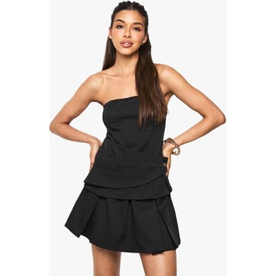 boohoo Dames Op maat gemaakte wikkelbandeau mini-jurk | Zwart | Maat: 38