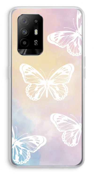 Case Company® - Hoesje geschikt voor Oppo A94 5G hoesje - White butterfly - Soft Cover Telefoonhoesje - Bescherming aan alle Kanten en Schermrand