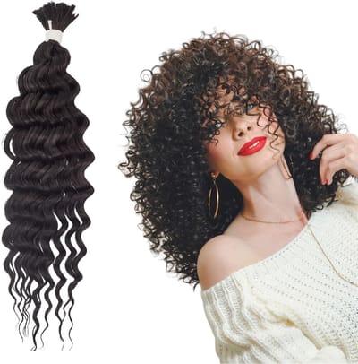 Dailygoods- Haarverlengingen 35 cm - Vlecht Haar - Boho Vlechten - Braziliaans Krullend Haar - Zwart - Hoge Temperatuur Zijde - Vlechthaar