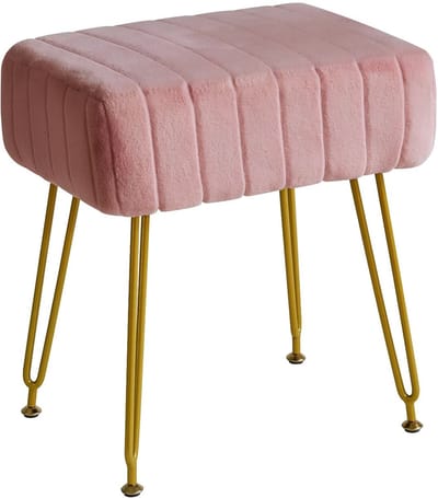 SP® Poef - Voetenbankje - Compact Voetenbankje en Zitkruk - Rechthoekig Design - Roze - 40cm x 30cm x 46cm