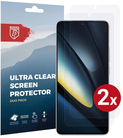 Rosso Screen Protector Geschikt voor Xiaomi Poco F6 Pro | Ultra Clear Duo Pack | TPU Folie | Case Friendly Beschermfolie | 2 Stuks