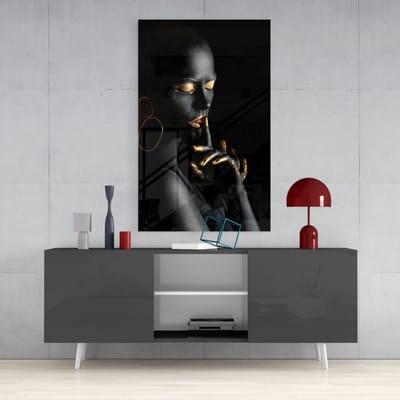 Insigne | Glasschilderij | Silent Lady | 110x70CM  Gehard glas| Wanddecoratie | Modern | Art  |