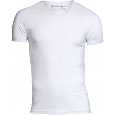 Garage 202 - Bodyfit T-shirt V-hals korte mouw wit L 95% katoen 5% elastan