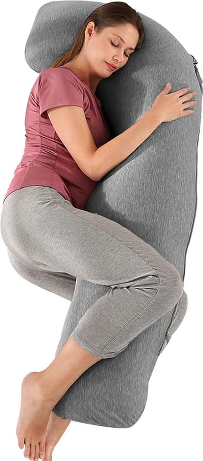 JGS ® Zwangerschapskussen, zijslaapkussen, voedingskussen, voerkussen met katoenen overtrek, ondersteuningskussen, comfortkussen voor volwassenen, lichaamskussen voor slapen en moeder
